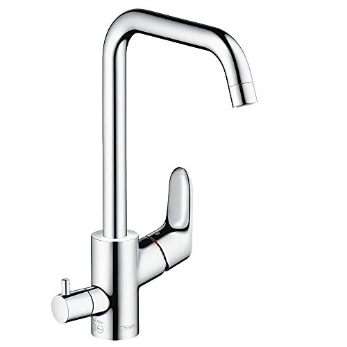 hansgrohe Focus Küchenarmatur (Wasserhahn Küche mit Geräteabstellventil, 110°, 150°, 360° schwenkbar, hoher Auslauf 260mm) Chrom von hansgrohe