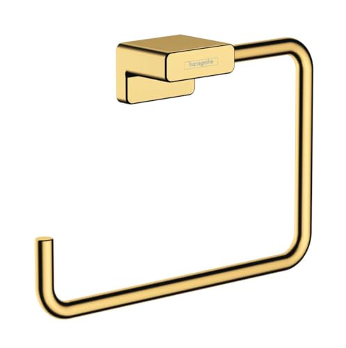 hansgrohe AddStoris - Handtuchring, Handtuchhalter für Wandmontage, verdeckte Befestigung, Badezimmer Zubehör, Polished Gold Optic, 41754990 von hansgrohe
