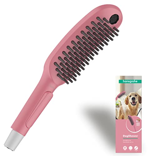 hansgrohe DogShower - Hundedusche mit 3 Strahlarten, Duschkopf für Hunde zur Fellpflege mit Streichelnoppen, 26640560, Rosa von hansgrohe