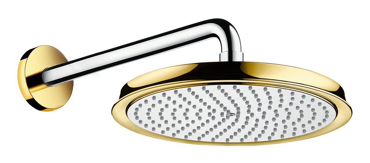 hansgrohe Kopfbrause Raindance Classic, Kopfbrause 240 1jet mit Brausearm Chrom / Gold Optik von Hansgrohe