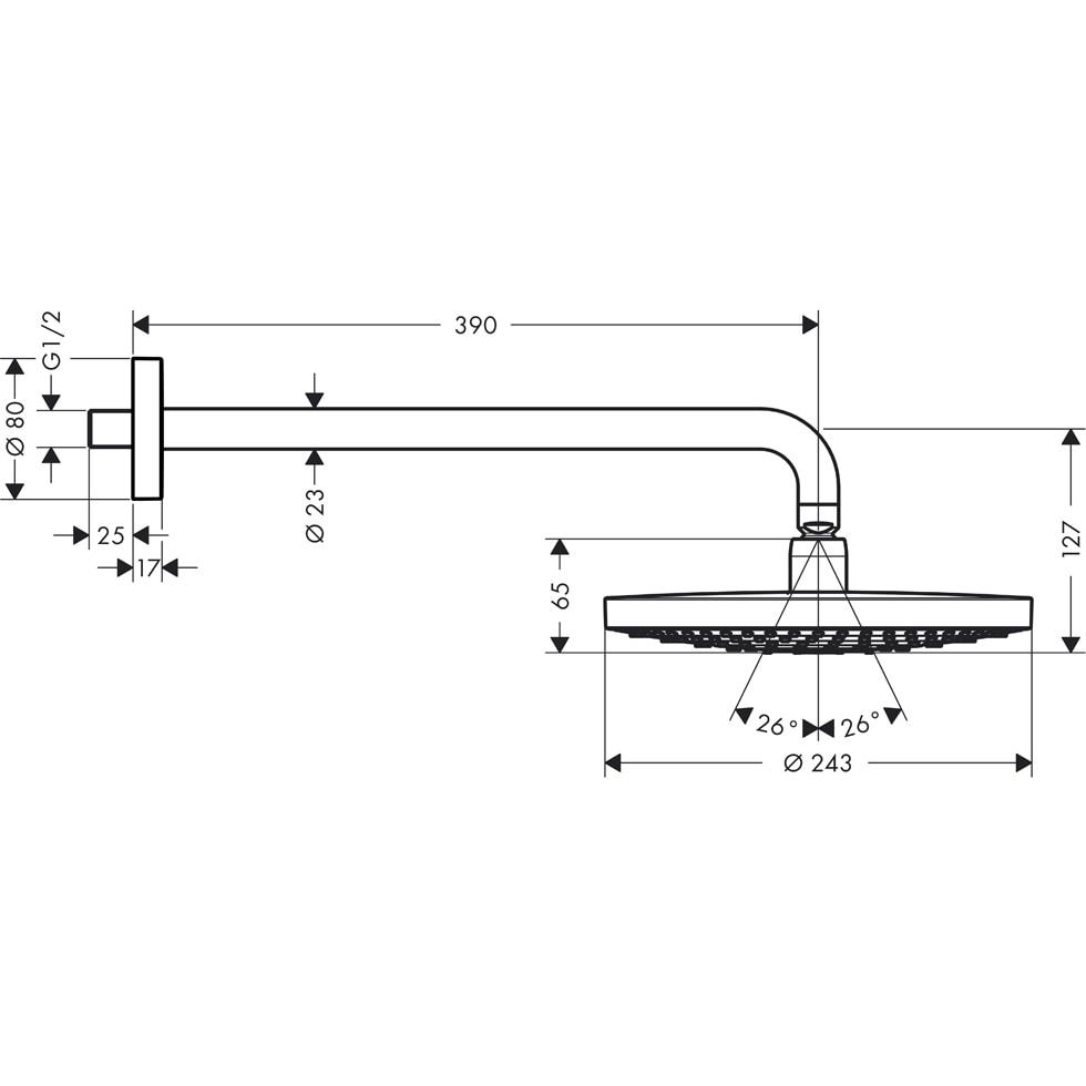 hansgrohe Kopfbrause Raindance Select S 240 2jet 240mm mit Brausearm 390mm chrom 26466000 von Hansgrohe