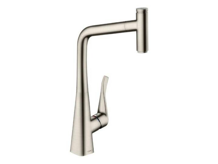 hansgrohe Küchenarmatur Metris Select M71 Küchenmischer Select 320 1jet mit Ausziehauslauf und sBox, Edelstahl Finish von Hansgrohe