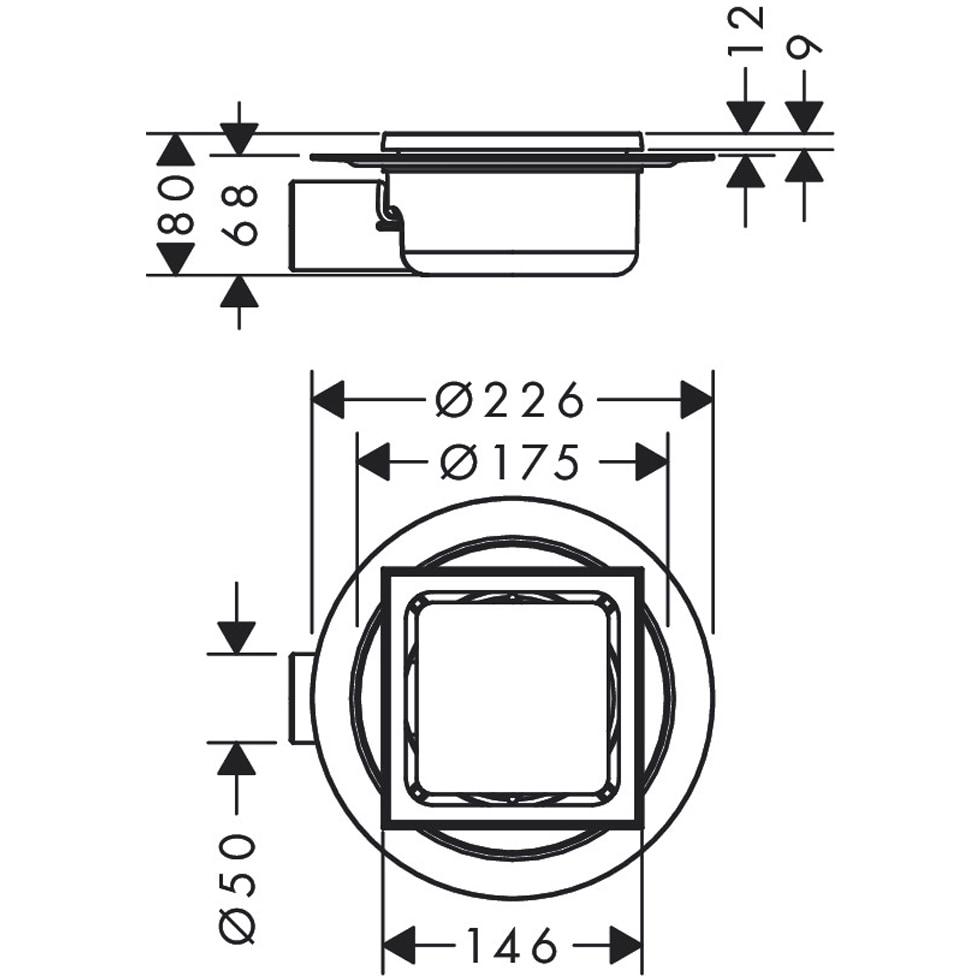 hansgrohe RainDrain Spot Punktablauf 150x150mm Rost edelstahl gebürstet 56055800 von Hansgrohe