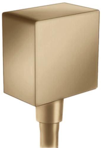 hansgrohe Schlauchanschluss FixFit Square, Wandanschluss mit Rückflussverhinderer, Brushed Bronze von hansgrohe