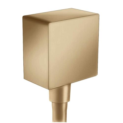 hansgrohe Schlauchanschluss FixFit Square, Wandanschluss mit Rückflussverhinderer, Brushed Bronze von hansgrohe