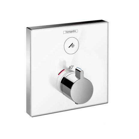 hansgrohe ShowerTablet ShowerSelect Glas Thermostat, Unterputz, 1 Verbraucher, Farbe: Chrom / Weiß von Hansgrohe