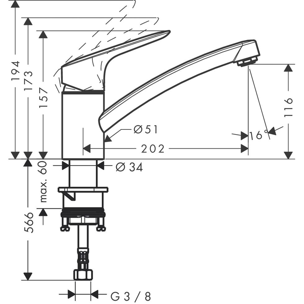 hansgrohe Spültischmischer 120 Logis M31 Eco CoolStart 1jet chrom 71837000 von Hansgrohe