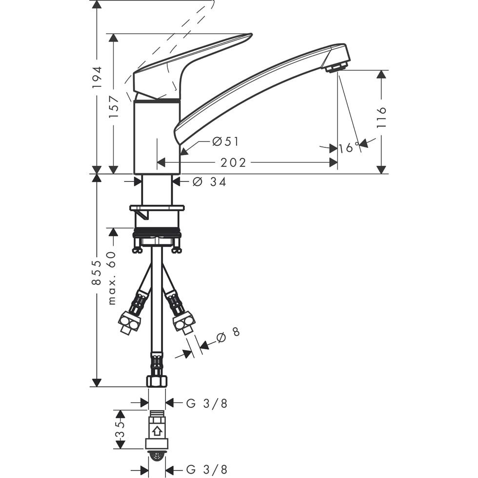 hansgrohe Spültischmischer 120 Logis M31 Niederdruck 1jet chrom 71831000 von Hansgrohe