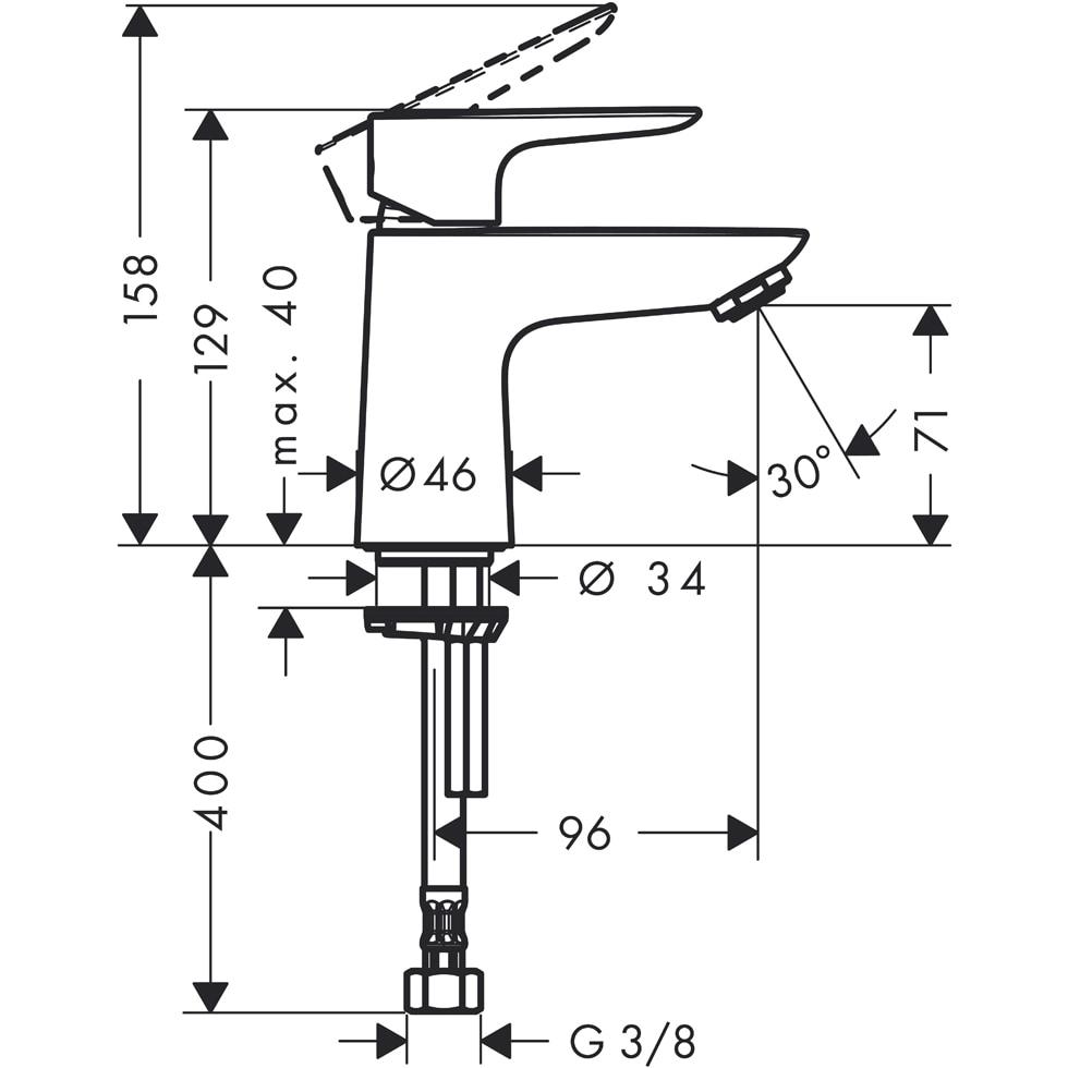 hansgrohe Standventil 80 Talis E ohne Ablaufgarnitur chrom 71706000 von Hansgrohe