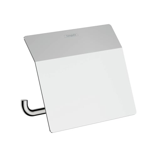 hansgrohe AddStoris - Toilettenpapierhalter mit Deckel, Klopapierhalter für Wandmontage, Klorollenhalter, verdeckte Befestigung, Badezimmer Zubehör, Chrom, 41753000 von hansgrohe