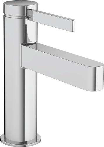 hansgrohe Waschtischarmatur Finoris, Wasserhahn Bad mit Auslauf Höhe 100 mm, mit Push-Open Ablaufgarnitur, Badarmatur wassersparend, Chrom von hansgrohe