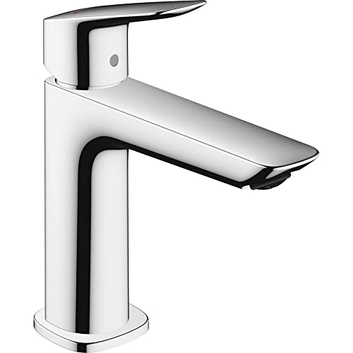 hansgrohe Logis - Waschtischarmatur ohne Ablauf, Wasserhahn Bad mit Auslauf Höhe 110 mm, Mischbatterie Waschbecken wassersparend (EcoSmart), Chrom, 71253000 von hansgrohe