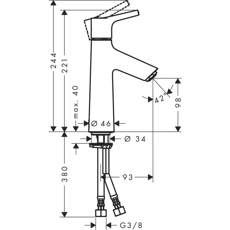 hansgrohe Waschtischmischer 100 Talis S ohne Ablaufgarnitur chrom 72021000 von Hansgrohe