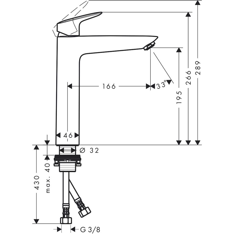 hansgrohe Waschtischmischer 190 Logis ohne Ablaufgarnitur chrom 71091000 71091000 von Hansgrohe