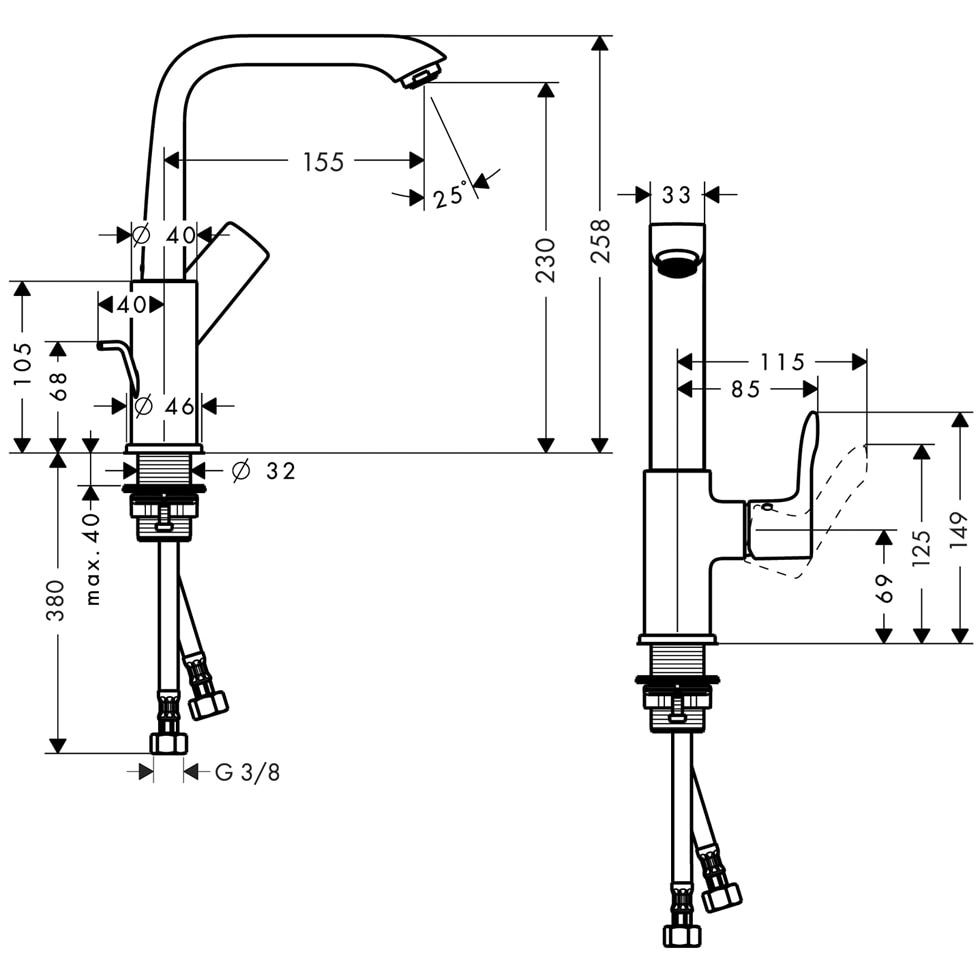 hansgrohe Waschtischmischer 230 Metris Schwenkauslauf chrom 31087000 von Hansgrohe