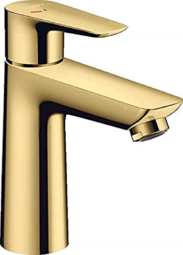 hansgrohe Wasserhahn Talis E CoolStart (wassersparende Armatur mit hohem Auslauf 110mm, Zugstangen- Ablauf), Polished Gold Optik von hansgrohe