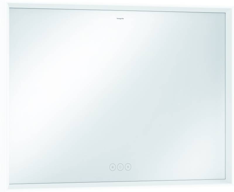 hansgrohe Xarita E Spiegel, LED-Beleuchtung mit kapazitiven Berührungssensor, 1000x50x700mm, Mattweiß, Spiegelheizung, 54986700 von Hansgrohe