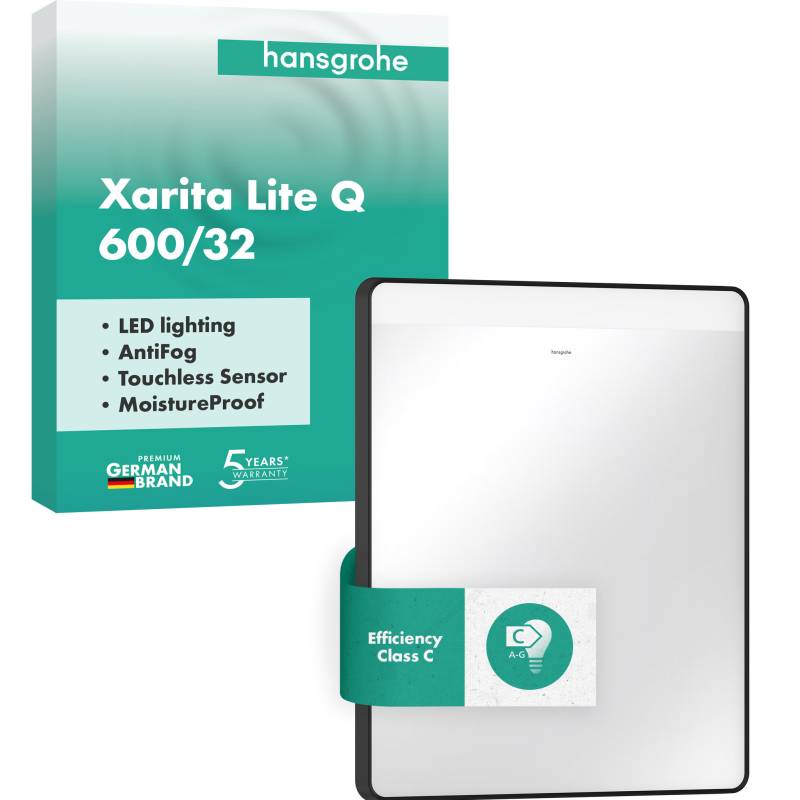 hansgrohe Xarita Lite Q Spiegel, horizontale LED-Belechtung, 600x30x700mm, IR Sensor, 54970670 von Hansgrohe