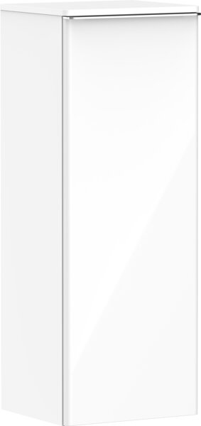 hansgrohe Xelu Q Halbhochschrank, 400x350, 1 Tür, Türanschlag links, 2 Glasfachböden, 541, Farbe: Möbel Weiß Hochglanz/Griff Chrom von Hansgrohe