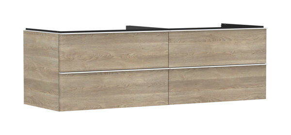 hansgrohe Xelu Q Waschtischunterschrank, 1560x550, 4 Schubkästen, für Konsolen mit Aufsatzwaschtisch, ohne Siphonausschnitt 5409, Farbe: Möbel Eiche Natur/Griff Mattweiß von Hansgrohe