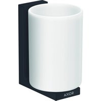 hansgrohe Zahnputzbecher Axor Uni. Rectangular Glas, Wandmontage, mattschwarz von Hansgrohe