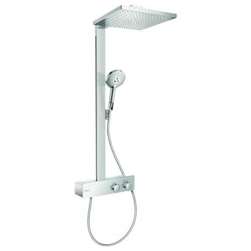 hansgrohe wassersparendes Duschsystem Raindance E 300 Regendusche (Duschkopf, Duschstange, Thermostat, Schlauch, 3 Strahlarten) Chrom von hansgrohe