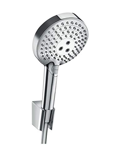 hansgrohe Raindance Select S - Duschset, runder Duschkopf mit Duschschlauch 1,60m und Duschkopfhalterung, Handbrause mit 3 Strahlarten (inkl. PowderRain), Chrom von hansgrohe