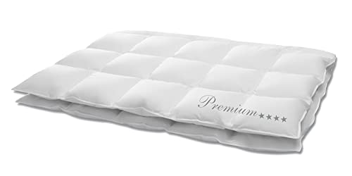 Hanskruchen® Premium **** Daunendecke 200x220 cm - MEDIUM/Ganzjahres - Made in Germany Kassettendecke mit 100% Daunen - Allergiker geeignet in fünf Wärmestufen von Hanskruchen