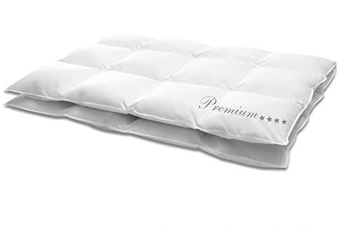 Hanskruchen® Premium **** Daunendecke 200x200 cm - MEDIUM/Ganzjahres - Made in Germany Kassettendecke mit 100% Daunen - Allergiker geeignet in fünf Wärmestufen von Hanskruchen