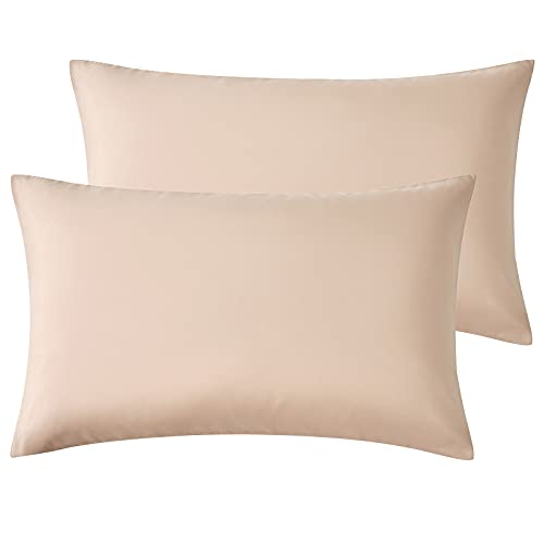 Hansleep 2er Set Kissenbezug 40x70 cm Khaki Kissenhülle Mikrofaser Kopfkissenbezug Superweicher Kissenbezüge Pillowcases mit Umschlagverschluss von Hansleep