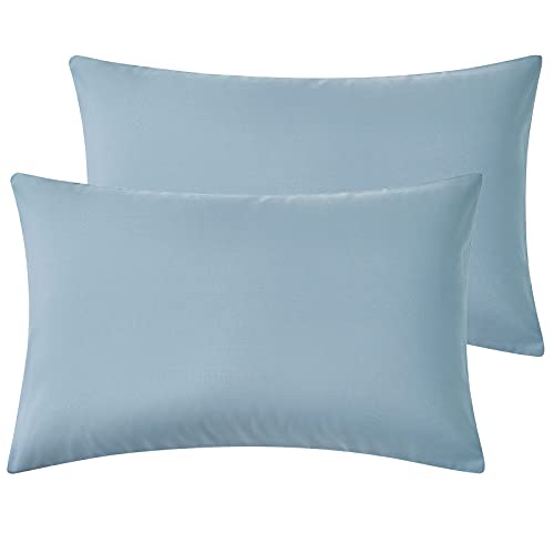 Hansleep 2er Set Kissenbezug 40x70 cm Nebelblau Kissenhülle Mikrofaser Kopfkissenbezug Superweicher Kissenbezüge Pillowcases mit Umschlagverschluss von Hansleep