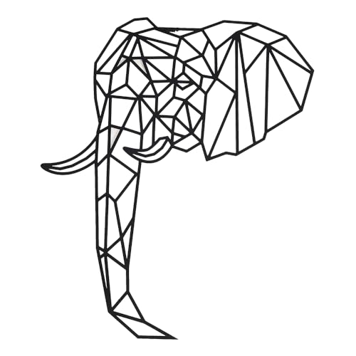 Hansmeier® Wanddeko Motiv Elefant Schwarz - 70 x 58 cm - Wasserfest, schlicht, modern - Für Außen und Innen - Metall-Dekoration im Industrial Style von Hansmeier