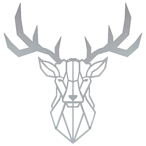 Hansmeier Hirsch-Wanddeko - Metall Silber - 50 x 50 cm - Wasserfest, schlicht, modern - Für Außen und Innen - Metall-Dekoration im Industrial Style von Hansmeier