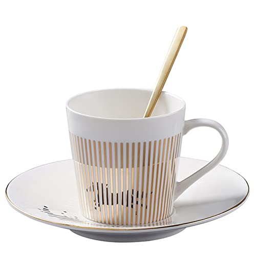 Hansyelect Kaffeetasse und Untertasse, 240 ml, Spiegelbecher, kreative Kunst, Mirage, umgekehrtes Bild, Tasse, Luxus-Porzellan, Teetasse, Untertasse für Kaffee, Milch, Cappuccino, Espresso, Tee, von Hansyelect