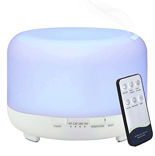 Hantoc Aroma Diffuser 450ML, Luftbefeuchter Ultraschall Vernebler mit Timer Ultraschall Aromatherapie Diffusor mit 7 Farben LED Wasserlose Abschaltautomatik für Schlafzimmer, Büro, Yoga, Spa von Hantoc