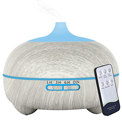 Hantoc Aroma Diffuser 550ML, Luftbefeuchter Ultraschall Vernebler mit Timer Ultraschall Aromatherapie Diffusor mit 7 Farben LED Wasserlose Abschaltautomatik für Schlafzimmer, Büro, Yoga, Spa Weiß von Hantoc