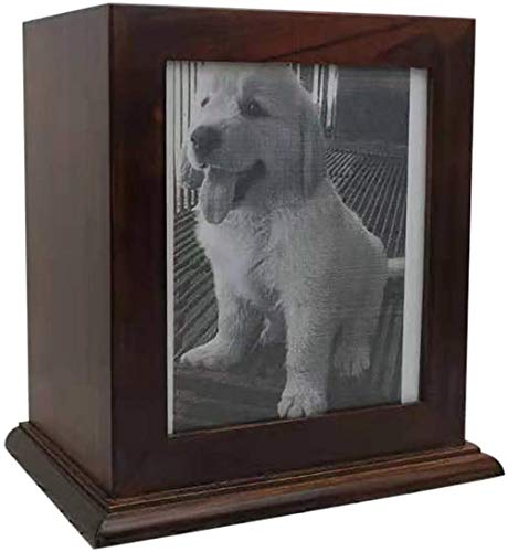 Pet Holz Memorial Urn für Asche, Bilderrahmen Aufbewahrungsschachtel für Hunde Katzen, Funerary Schatullen Supplies Burly Holz Urnen Pet Lovers,Braun von Hanwu