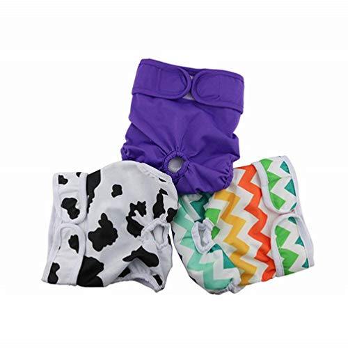 Hanyi 3 Stück Waschbare & Wiederverwendbare Hunde Windeln Einstellbar Hündinnen Physiologische Hosen Hundeschutzhose (XS(Taillenumfang:26-36cm)) von Hanyi
