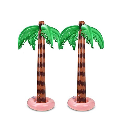 Aufblasbare Palme, 2 STK. 90 cm Aufblasbares Aufblasbares Kokospalmen-Strandparty-Spielzeug für Tropisches Bankett Hawaii-Partydekoration - mit Handpumpe von Hanyzcin