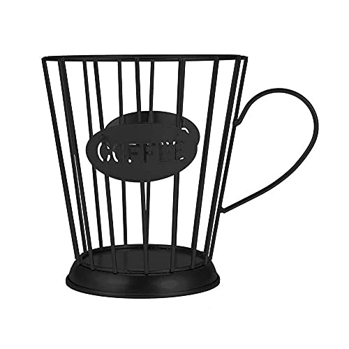 Kapselaufbewahrungskorb, 1 Stück Kaffeepadhalter Küchentheke Organizer Becher Eisen Dekorationsständer Metalldrahtbecher für Kaffeekapseln, Zucker, Obst (Schwarz-S) von Hanyzcin