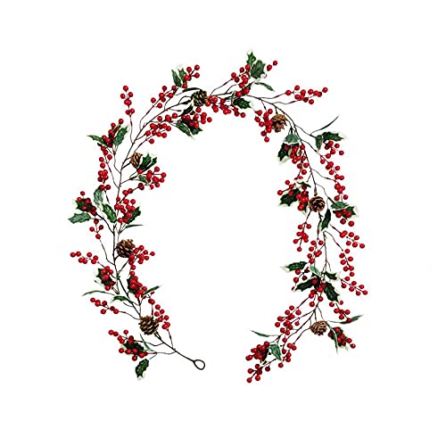 Künstliche Rote Beeren Girlande, 1 Stück 6,23Ft Simulation Blumenreben Kranz Weihnachten Hängende Girlande Ornamente für Weihnachten Neujahr Urlaub Handwerk Dekoration (Stil 1) von Hanyzcin