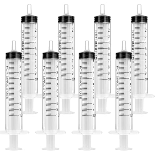 Spritzen ohne Nadel, 10 ml Kunststoffspritzen, einzeln verpackt, Flüssigkeitsmessspritze, Fütterungsspritze für Haustiere, Labors, Tierdosierung, Bewässerung, 8 Stück von Hao Zhu