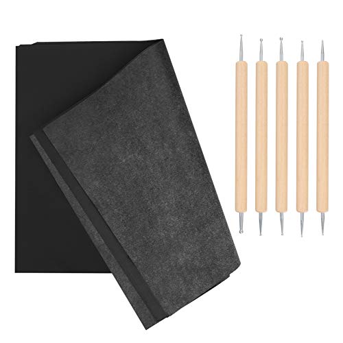 100 Blätter Carbon Papier Schwarz, Kohlenstoff Überweisungs Papier, Kohlepapier A4, Graphitpapier, Transferpapier Pauspapier, Durchschreibepapier mit Prägestift Embossing für Zeichnung, Skizzierung von HAOCHEN