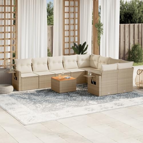 10-tlg. Garten-Sofagarnitur mit Kissen Beige Poly Rattan, Modulares Design, Abnehmbare Bezüge, Beistelltisch mit Gasfedern, Gartenmöbel Set, Sitzgruppe Outdoor, Für Terrasse, 62 x 62 x 69 cm 10-tlg. Garten-Sofagarnitur mit Kissen Beige Poly Rattan, Modulares Design, Abnehmbare Bezüge, Beistelltisch mit Gasfedern, Gartenmöbel Set, Sitzgruppe Outdoor, Für Terrasse, 62 x 62 x 69 cm von HaoChrymec