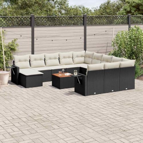 13-tlg. Garten-Sofagarnitur mit Kissen Schwarz Poly Rattan, Modulares Design, Beistelltisch, Abnehmbare Bezüge, Gartenmöbel Set, Gartenlounge Outdoor, Gartensofa, Outdoor Couch,366 x 305 x 231 cm 13-tlg. Garten-Sofagarnitur mit Kissen Schwarz Poly Rattan, Modulares Design, Beistelltisch, Abnehmbare Bezüge, Gartenmöbel Set, Gartenlounge Outdoor, Gartensofa, Outdoor Couch,366 x 305 x 231 cm von HaoChrymec