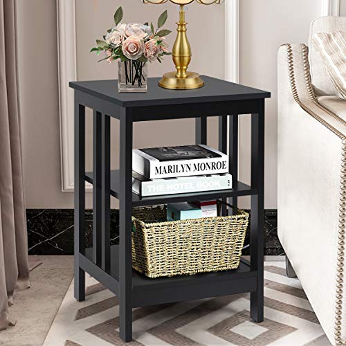 3 Ebenen Nachttisch mit Regal, Multifunktionaler Beistelltisch aus MDF, Elegantes Design, Bed Side Table für Schlafzimmer, Kommode für Wohnzimmer, Kleiner Beistelltisch, Schwarz, 40 x 40 x 61 cm 3 Ebenen Nachttisch mit Regal, Multifunktionaler Beistelltisch aus MDF, Elegantes Design, Bed Side Table für Schlafzimmer, Kommode für Wohnzimmer, Kleiner Beistelltisch, Schwarz, 40 x 40 x 61 cm von HaoChrymec