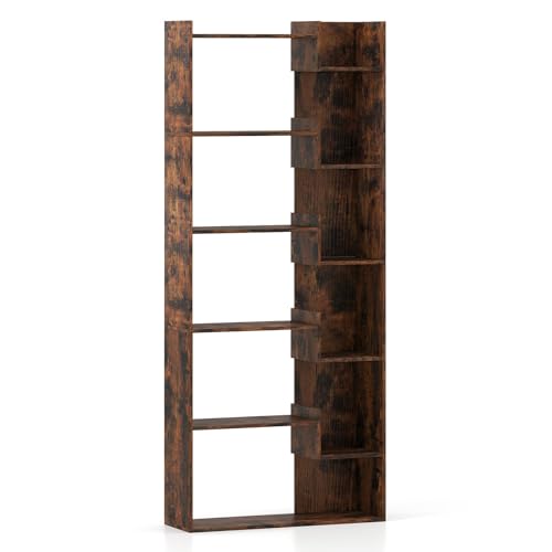6-stöckiges Bücherregal mit 11 Regalen, Offenes Ausstellungsregal aus Spanplatte, Kippsicherungen für Sicherheit, Regal für Wohnzimmer, Schlafzimmer, Kinderzimmer, Rustikales Braun, 69 x 22 x 163 cm 6-stöckiges Bücherregal mit 11 Regalen, Offenes Ausstellungsregal aus Spanplatte, Kippsicherungen für Sicherheit, Regal für Wohnzimmer, Schlafzimmer, Kinderzimmer, Rustikales Braun, 69 x 22 x 163 cm von HaoChrymec