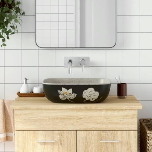 Aufsatzwaschbecken mit Grauer und Schwarzer Keramik-Oberfläche, Rechteckiges Design, Handgefertigt, Waschbecken für Badezimmer, Gäste WC, Waschküche, 48 x 37.5 x 13.5 cm Aufsatzwaschbecken mit Grauer und Schwarzer Keramik-Oberfläche, Rechteckiges Design, Handgefertigt, Waschbecken für Badezimmer, Gäste WC, Waschküche, 48 x 37.5 x 13.5 cm von HaoChrymec
