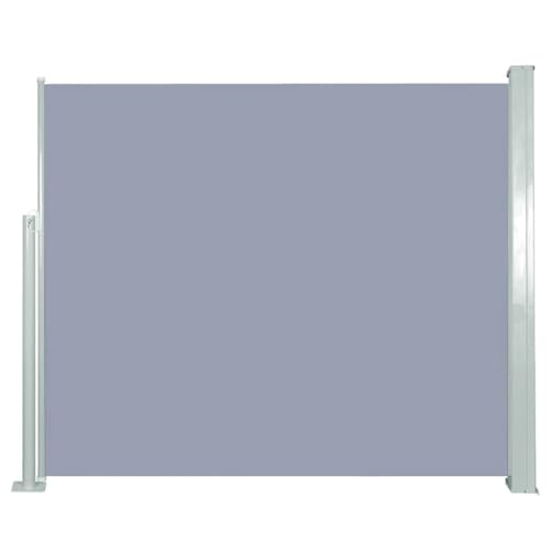 Ausziehbare Seitenmarkise mit Stahlrahmen, UV-beständigem Polyestergewebe, Automatische Rückrollfunktion, Sichtschutz für Balkon und Garten, Freistehende Markise, Grau, 120 x 300 cm von HaoChrymec