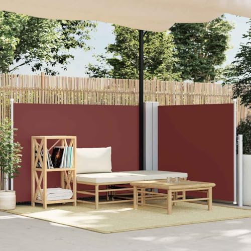 Ausziehbare Seitenmarkise mit UV-beständigem Polyester, Automatische Rückrollfunktion, Sichtschutz für Balkon und Garten, Freistehende Markise, Braun, 120 x (0-600) cm von HaoChrymec